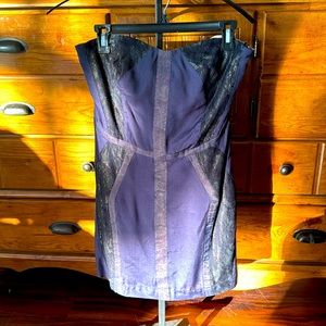 Navy blue strapless cocktail dress